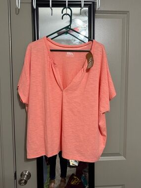 Eddie Bauer Coral V-Neck Dolman Short Sleeve Tunic